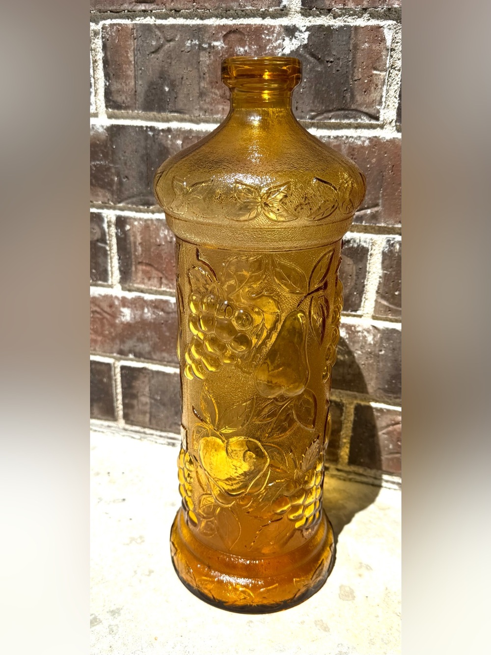 Vintage Empoli Amber Glass Fruit Decanter